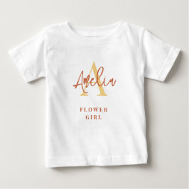 Monogram Namn Initial Terracotta Flower Girl Baby T Shirt