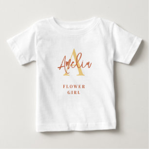 Monogram Namn Initial Terracotta Flower Girl Baby T Shirt
