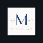 Monogram Namn Initialer Blue Guld Bröllop Canvastryck<br><div class="desc">En underbar monogrammad blå och guld canvas wall art bröllop-gåva eller gåva till ett par,  med ditt namn,  efternamn initial och bröllop date. Den kommer i många olika storlekar.</div>
