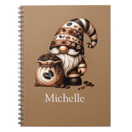 Monogram Namn Initialer Kaffe Tomte Brun Vit Anteckningsbok
