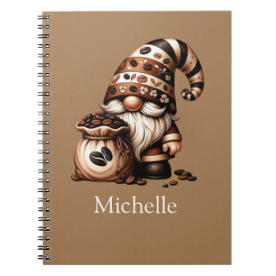Monogram Namn Initialer Kaffe Tomte Brun Vit Anteckningsbok