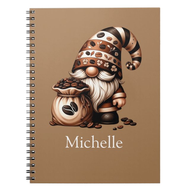 Monogram Namn Initialer Kaffe Tomte Brun Vit Anteckningsbok (Framsidan)