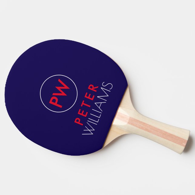 Monogram namn & Initialer på Mörk-Blue Pingisracket (Sidan)