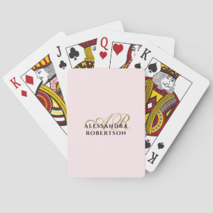 Monogram Namn Initialer Pastell Rosa Guld Minimali Casinokort