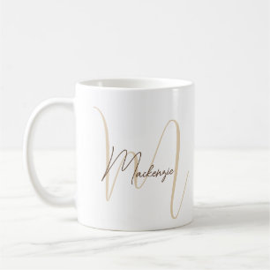 Monogram Namn-initialskript - enkel modern Kaffemugg