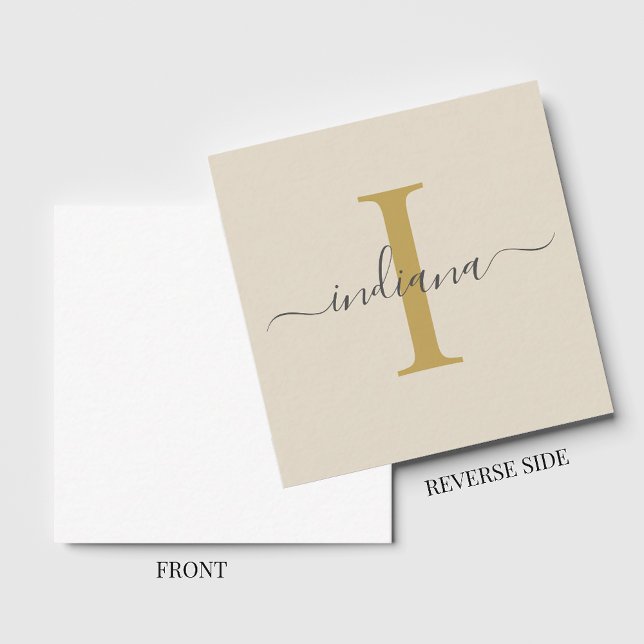 Monogram Namn, initialt, hand-Lettered Guld Grått Anteckningskort (Monogram Name Initial Hand-Lettered Gold Gray Note Card)