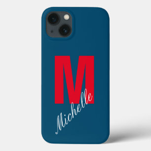 Monogram, Namn, initialt Modern Plain Blue Red