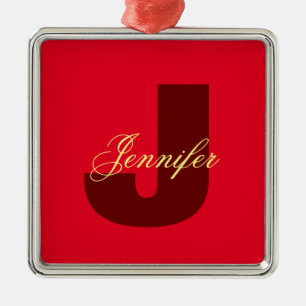 Monogram, Namn, inledande, modernt, minimalistiskt Julgransprydnad Metall