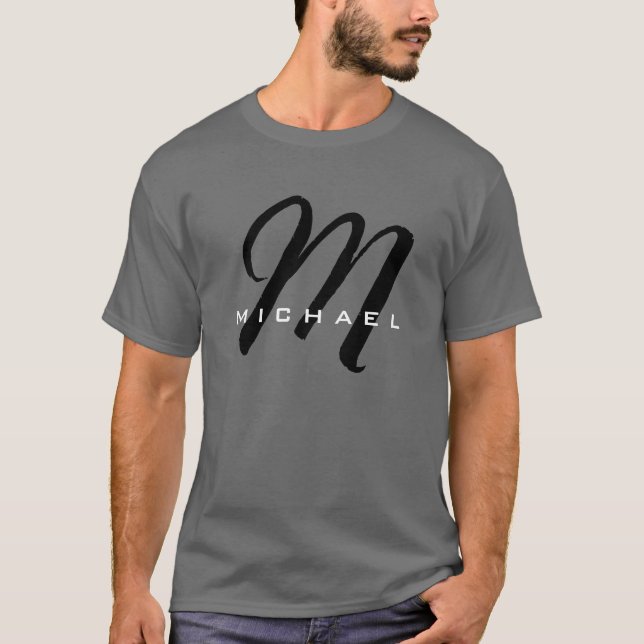 Monogram, Namn, inledande, modernt, minimalistiskt T Shirt (Framsida)