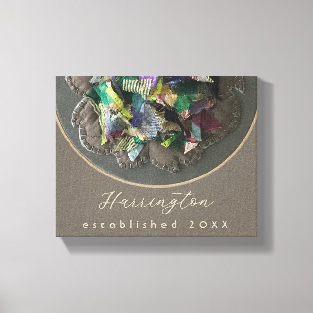 Monogram Namn inrättade året Abstrakt Boho Brown Canvastryck (Framsida)
