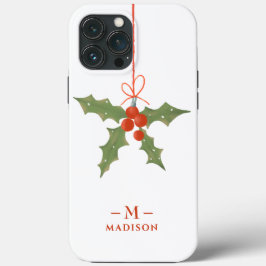 Monogram Namn Jul Hagtorn Vinter Blommig