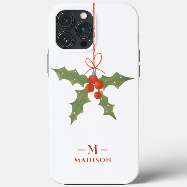 Monogram Namn Jul Hagtorn Vinter Blommig (Baksida)