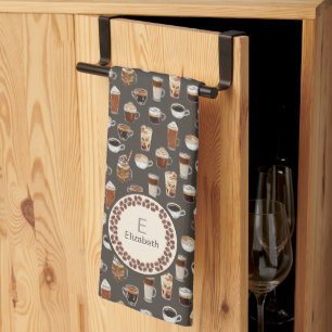 Monogram Namn-kaffe Älskare Café Kökshandduk