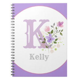 Monogram & namn Kelly med blommor Anteckningsbok