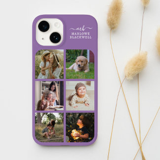 Monogram Namn Lavender Lila 6 Fotokollage