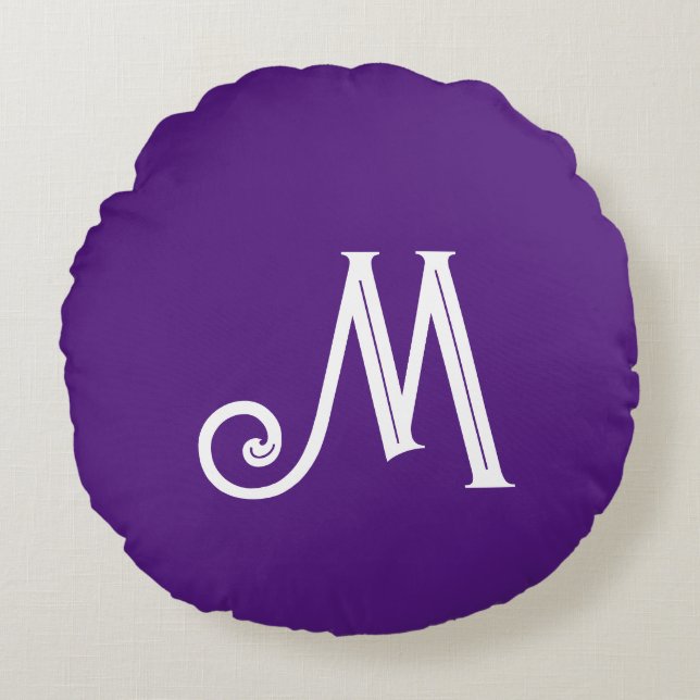 Monogram Namn Ljus Lila Rund Kudde (Framsidan)