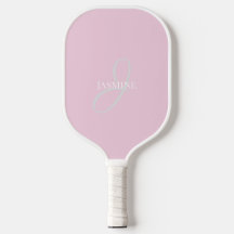 Monogram Namn Ljus Rosa Vitt Elegant Tjejaktig
