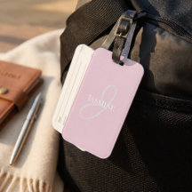Monogram Namn Ljus Rosa Vitt Elegant Tjejigt