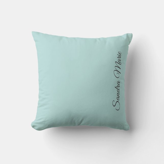 Monogram namn Ljus turkos Aqua enfärgad kudde (Framsida)