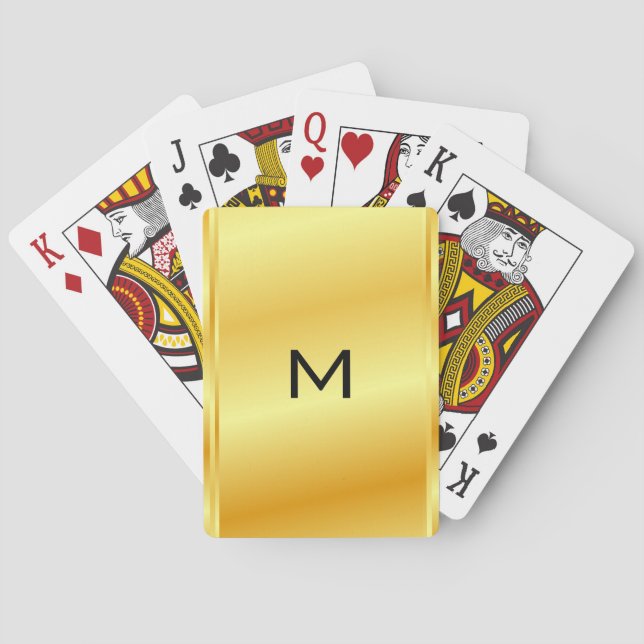 Monogram Namn-mall Modern Guld Metallisk utseende Casinokort (Baksidan)
