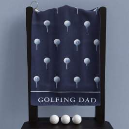 Monogram Namn marblå vit vit Tee Mönster Golfer