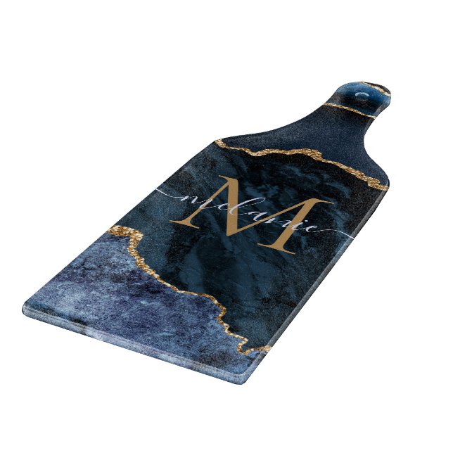 Monogram Namn marble Blue Guld Marble CEG (Hörn)
