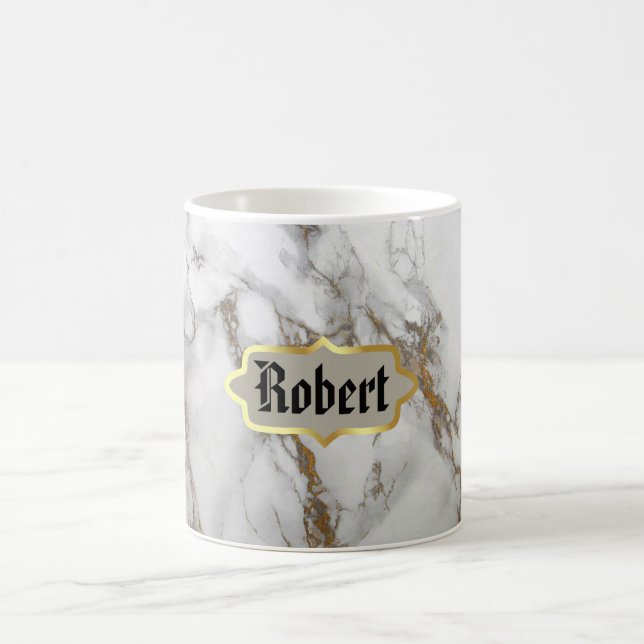 Monogram Namn Marble Ro Guld Mugg (Center)
