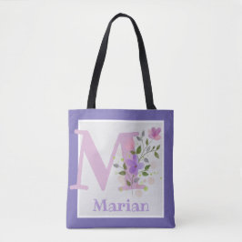 Monogram & Namn Marian med Blommor Tygkasse
