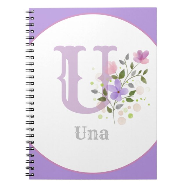 Monogram & Namn med Blommor Anteckningsbok (Framsidan)