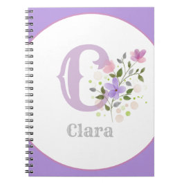 Monogram & Namn med Blommor Anteckningsbok