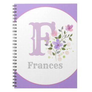 Monogram & Namn med Blommor Anteckningsbok