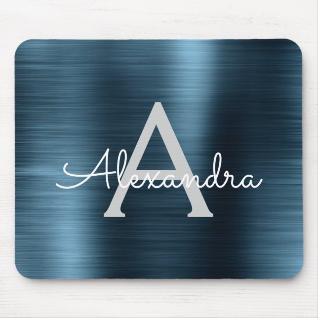 Monogram Namn, Metallic Blue Business Foil Musmatta (Framsidan)