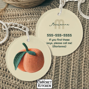 Monogram Namn minimal Modern Crochet Peach