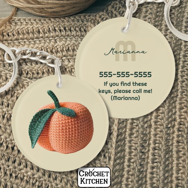 Monogram Namn minimal Modern Crochet Peach (Skapare uppladdad)