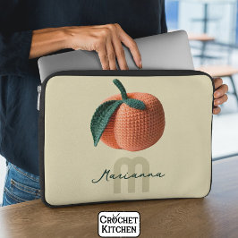 Monogram Namn minimal Modern Crochet Peach Laptop Fodral