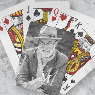 Monogram Namn Modern Elegant Anpassningsbar Photo Casinokort