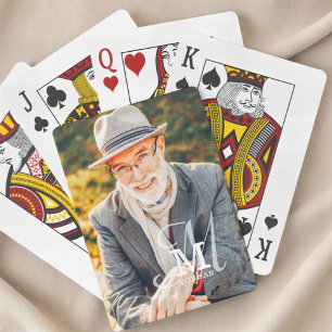 Monogram Namn Modern Elegant Anpassningsbar Photo Casinokort