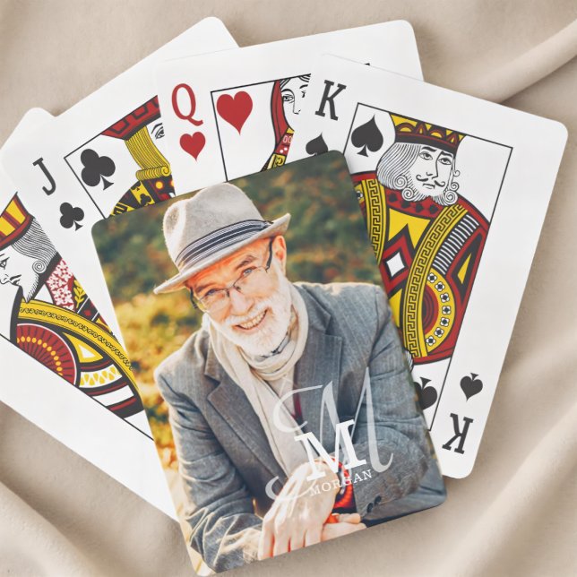 Monogram Namn Modern Elegant Anpassningsbar Photo Casinokort (Skapare uppladdad)