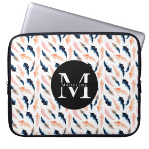Monogram Namn Modern kutväder väder Mönster Laptop Fodral