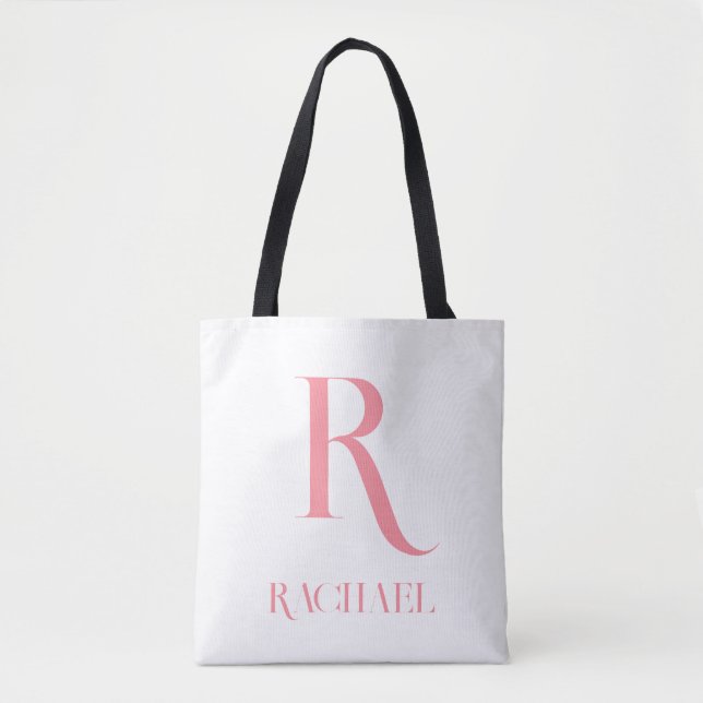 Monogram Namn Modern Minimal Stilren Rosa Tygkasse (Framsida)