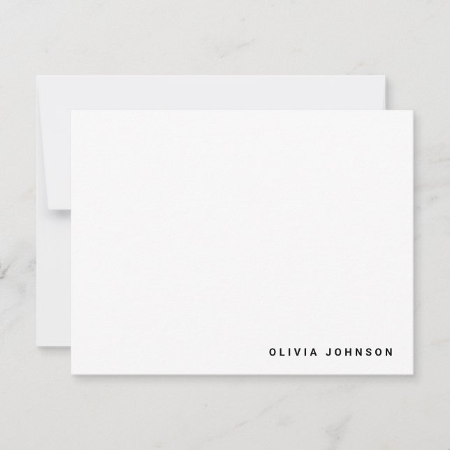Monogram Namn Modern Minimal vit platt antecknings Anteckningskort (Framsida)