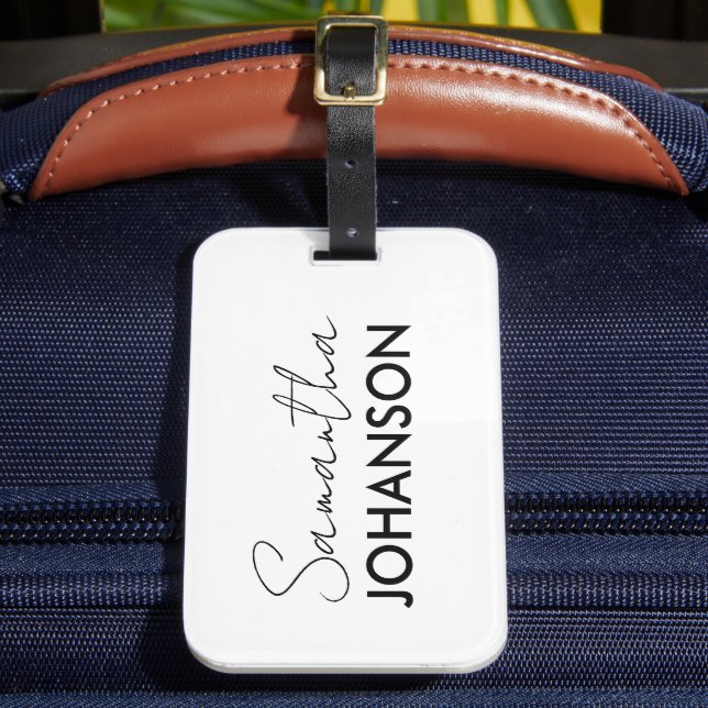 Monogram Namn Modern Minimalist Förenklad Bagagebricka (Framsida Insitu 2)