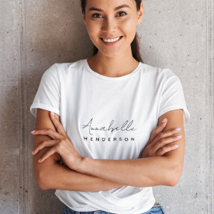 Monogram Namn   Modern minimalistisk Snyggt T Shirt