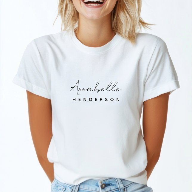 Monogram Namn | Modern minimalistisk Snyggt T Shirt (Skapare uppladdad)