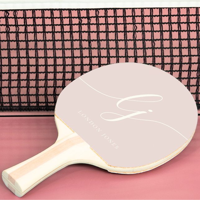 Monogram Namn Modern monogrammad Rosa Pingisracket (Skapare uppladdad)