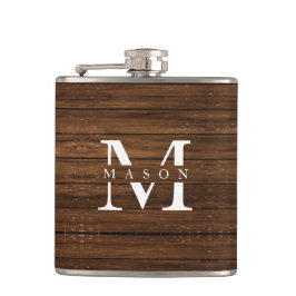 Monogram Namn Modern Rustic Wood White-klass Fickplunta