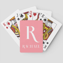 Monogram Namn Modern Snyggt Rosa Casinokort