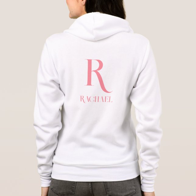 Monogram Namn Modern Snyggt Rosa T Shirt (Baksida)