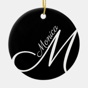 MONOGRAM + NAMN - modern svart  Julgransprydnad Keramik