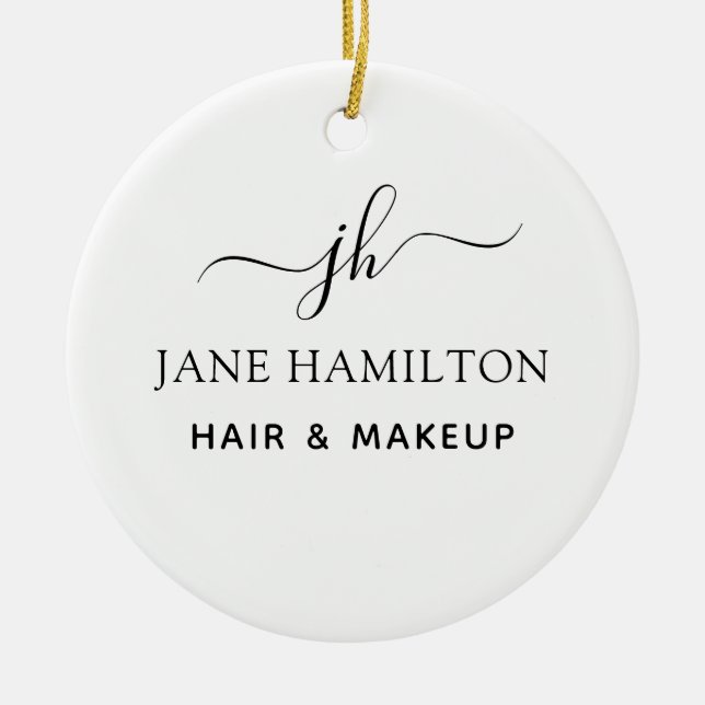 Monogram Namn och initial Julgransprydnad Keramik (Framsidan)